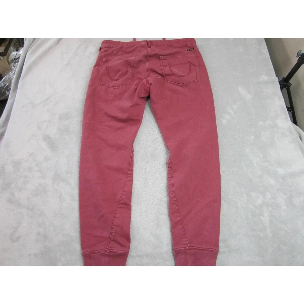 True Religion Pants Mens 34x32 Red Runner Relaxed Twill Joggers Rib Cuff Casual
